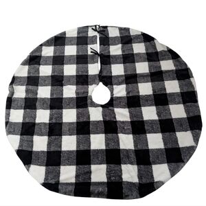 STOREHOUSE Checkered Faux Fur Black & White Tree Skirt